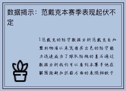 数据揭示：范戴克本赛季表现起伏不定
