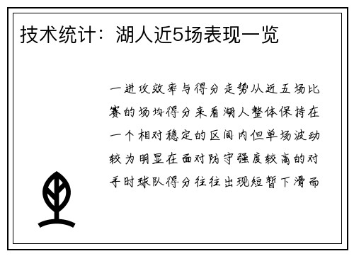 技术统计：湖人近5场表现一览