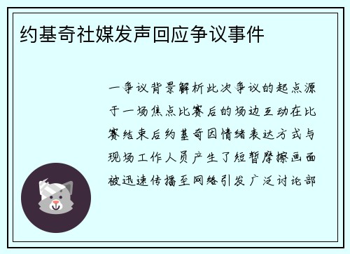 约基奇社媒发声回应争议事件